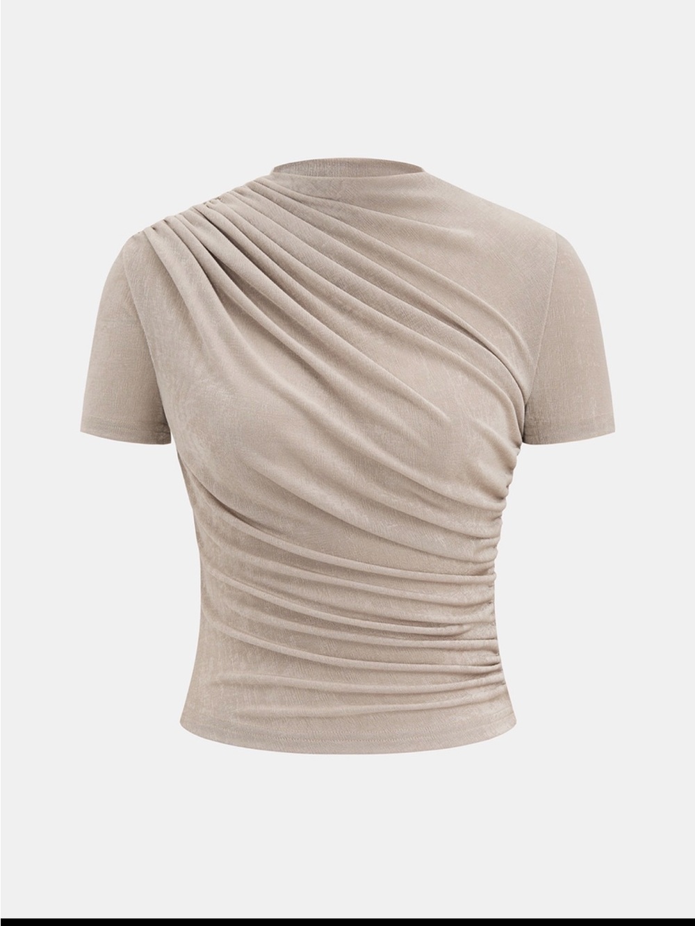 Commense Taupe Ruched Short Sleeve Top